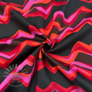 Bomullstyg SATIN Abstract waves dark red