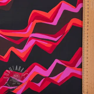 Bomullstyg SATIN Abstract waves dark red