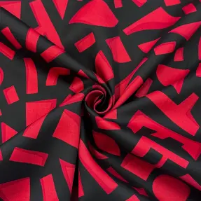 Bavlnená látka SATIN Geometric dark red