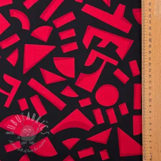 Bomullstyg SATIN Geometric dark red