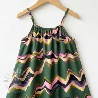 Bomullstyg SATIN Abstract waves dark green