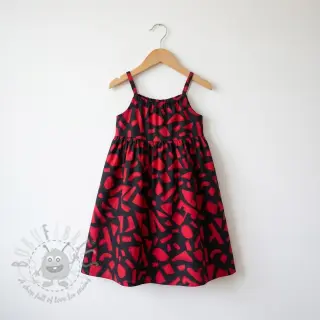 Bomullstyg SATIN Geometric dark red