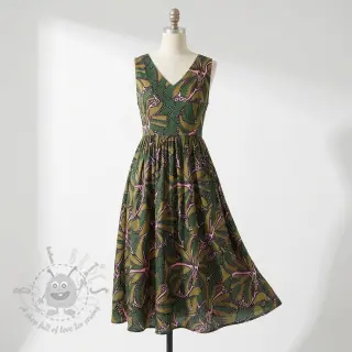 Bomullstyg SATIN Abstract dark green