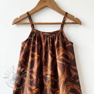 Bomullstyg SATIN Abstract dark brown