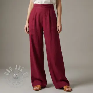 viskos med lin SPANDEX burgundy