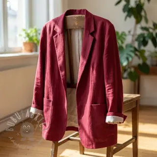 viskos med lin SPANDEX burgundy