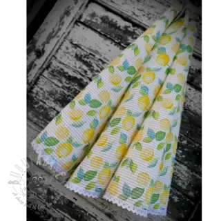Bomull med vaffelbindning Lemons digital print
