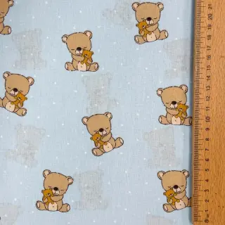 Bavlnená látka Sweet bear light blue ORGANIC