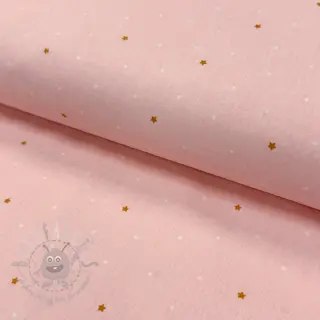 Bomullstyg Sweet bear star light rose ORGANIC