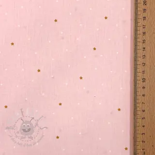 Bomullstyg Sweet bear star light rose ORGANIC