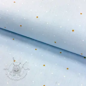 Bomullstyg Sweet bear star light blue ORGANIC