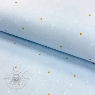 Bomullstyg Sweet bear star light blue ORGANIC