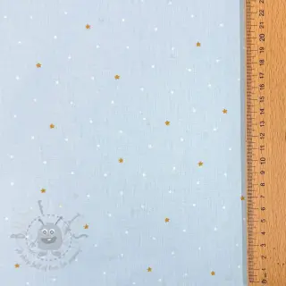 Bomullstyg Sweet bear star light blue ORGANIC