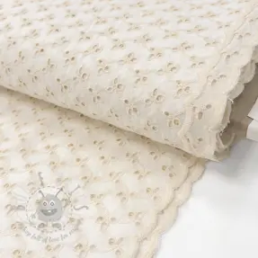 Bomullstyg EMBROIDERY Rosemary off white