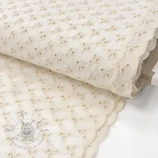 Bomullstyg EMBROIDERY Rosemary off white