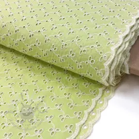 Bomullstyg EMBROIDERY Rosemary lime