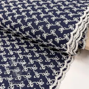 Bomullstyg EMBROIDERY Rosemary navy
