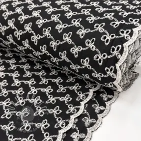 Bomullstyg EMBROIDERY Rosemary black