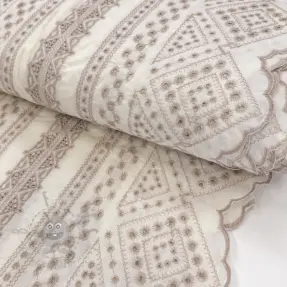Bomullstyg EMBROIDERY Lilian beige