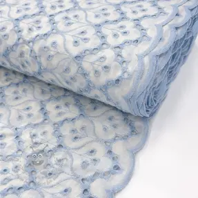 Bomullstyg EMBROIDERY Lilian blue