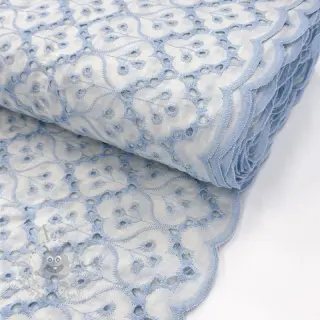 Bomullstyg EMBROIDERY Lilian blue
