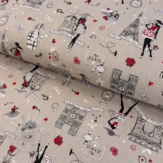 Dekorationstyg Linenlook Cute Paris multico