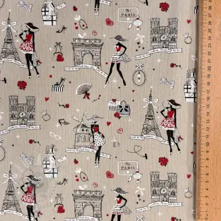 Dekorationstyg Linenlook Cute Paris multico