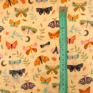 Dubbelgasväv/muslin Butterflies soft yellow digital print