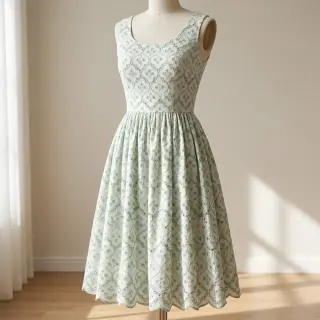 Bavlnená látka EMBROIDERY Lilian mint