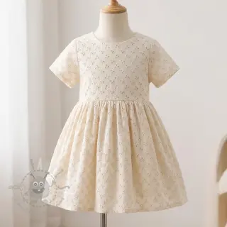 Bomullstyg EMBROIDERY Rosemary off white