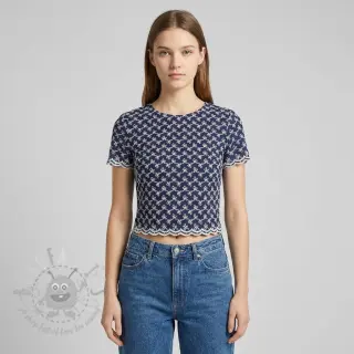Bomullstyg EMBROIDERY Rosemary navy