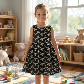 Bomullstyg EMBROIDERY Rosemary black