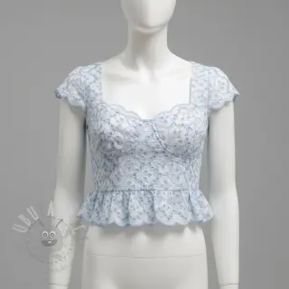 Bomullstyg EMBROIDERY Lilian blue