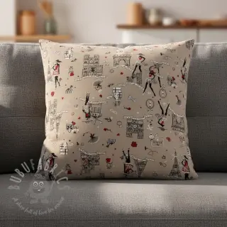 Dekorationstyg Linenlook Cute Paris multico