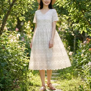 Bavlnená látka EMBROIDERY Lilian natural