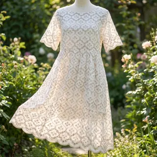Bavlnená látka EMBROIDERY Lilian natural