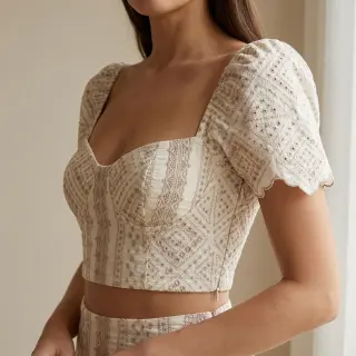 Bavlnená látka EMBROIDERY Lilian beige