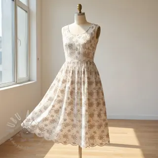 Bomullstyg EMBROIDERY Lilian ecru