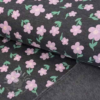 Kardat sweatshirttyg Flowers indigo melange