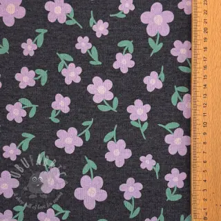 Kardat sweatshirttyg Flowers indigo melange