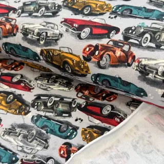 Kardat sweatshirttyg Old cars grey digital print