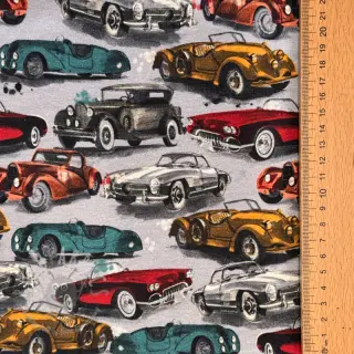 Kardat sweatshirttyg Old cars grey digital print
