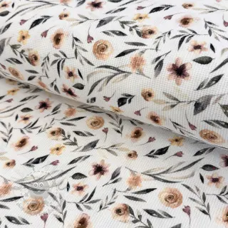 Úplet WAFFLE Flowers white digital print