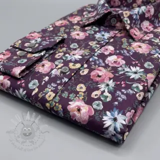 Bomullstyg Flowers Anabell dark purple digital print
