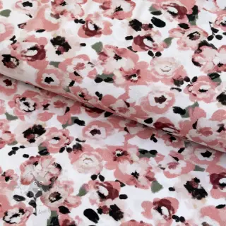 Viskos POPLIN STRETCH Flowers white digital print