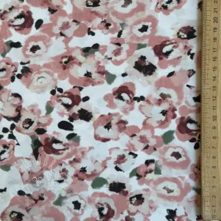 Viskos POPLIN STRETCH Flowers white digital print