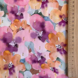 Viskóza LUREX Flowers purple orange digital print