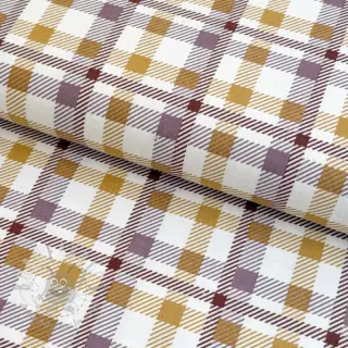 Bomullstyg FLANNEL Checks and checks ochre