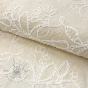 Bomullstyg EMBROIDERY Chenille Manon design B