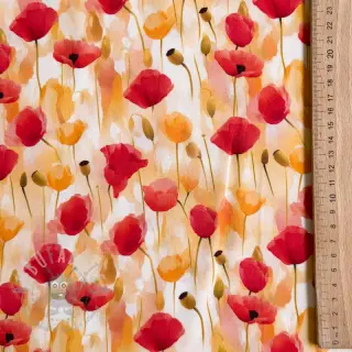 Viskos RAYON POPLIN Poppys design C